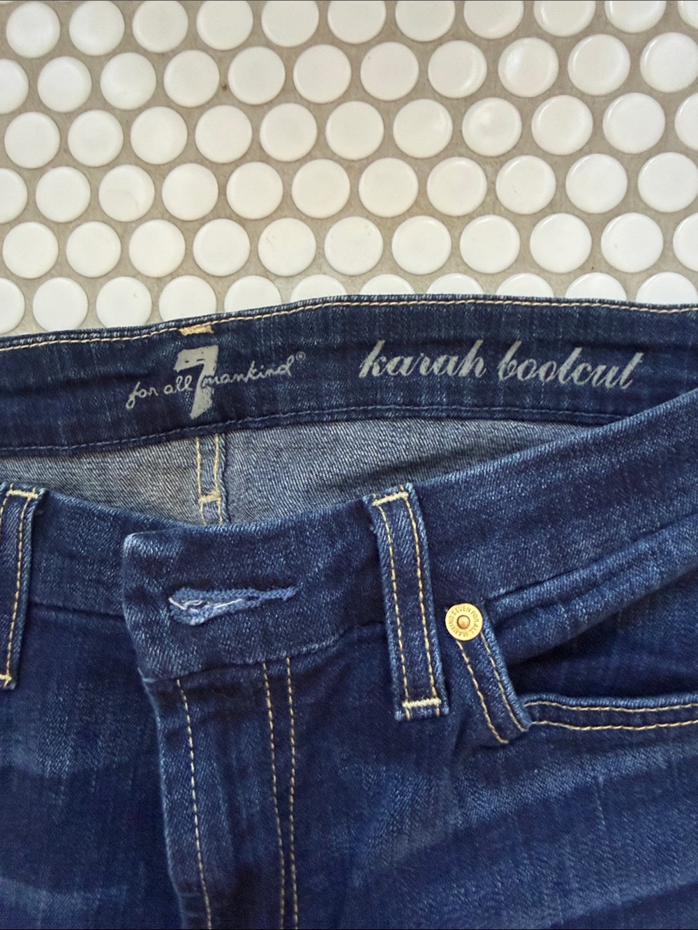 7 For All Mankind Dark Blue Flare Jeans - Picture 2 of 4